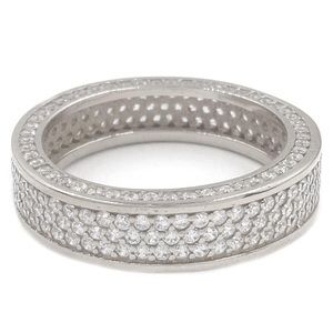 Savvy Cie - Sterling Silver CZ Pave Eternity Band